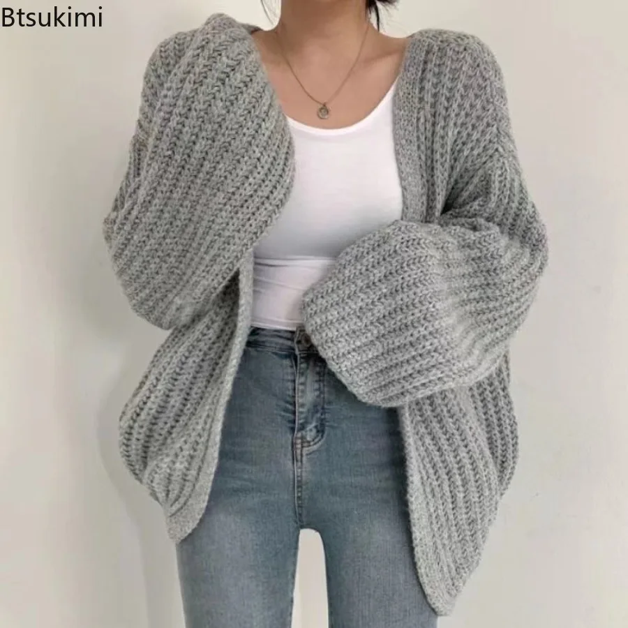 

Women's Y2k Vintage Harajuku Lantern Sleeve Cardigan Sweater Autumn and Winter Casual Versatile Tops Coat Chic Lazy Wind Sweater