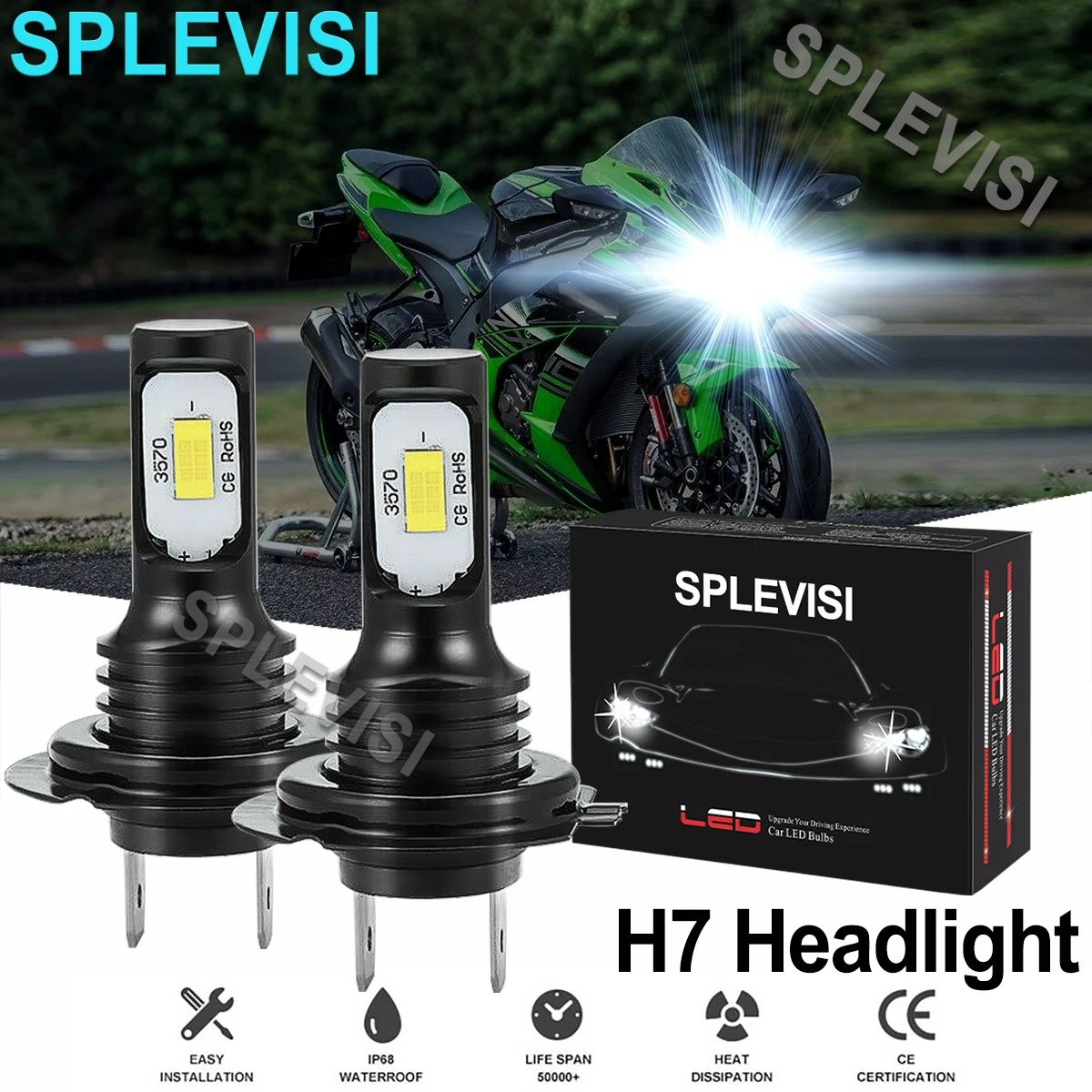 

2x70W 6000K pure white Motorcycle LED Headlight For Kawasaki Z1000 2003-2013 Ninja ZX10R ZX1000 2015-2016 ZX1000 ABS 2015-2016