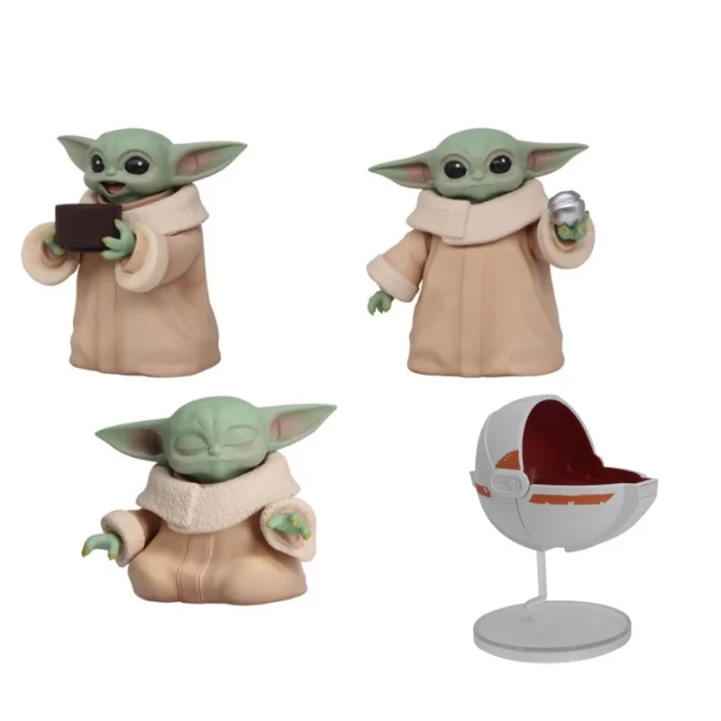 4pcs/set Genuine TAKARA TOMY Star Wars Grogu The Mandalorian Gashapon Action Figure Model Toys Gift for Birthday Children