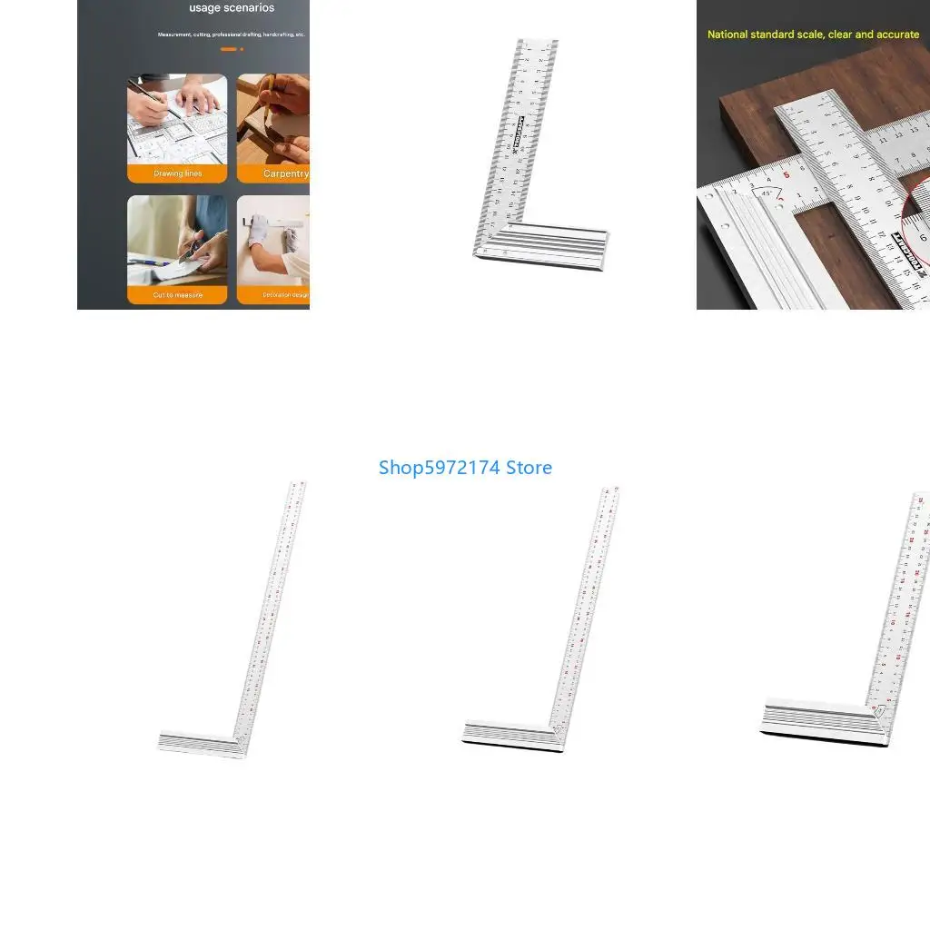 Y3NB Aluminum Alloy Square Ruler Right Angles 90 Degree Turning Ruler for Woodworking
