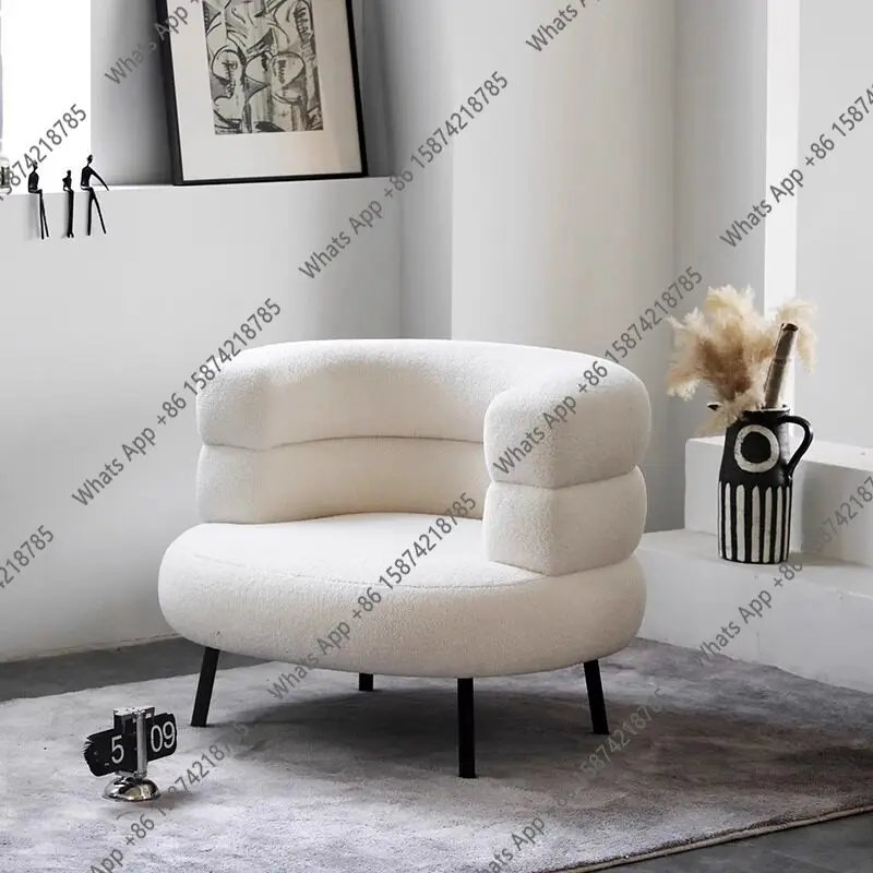 Cream Wind Simple Light Luxury Leisure Chair Lazy Creative Sofa Chair Balcony Single Sofa Chair Living Room Lamb Fleece