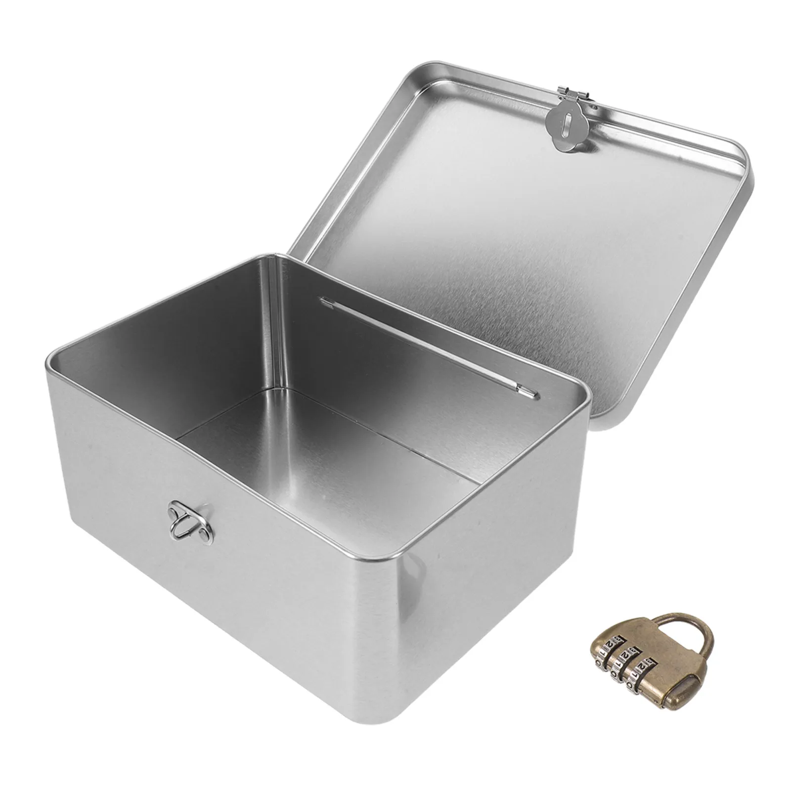 Caja de almacenamiento rectangular de hojalata con cerradura de combinación, contenedor decorativo para recuerdos con tapa, estuche de almacenamiento para joyas, efectivo y souvenirs