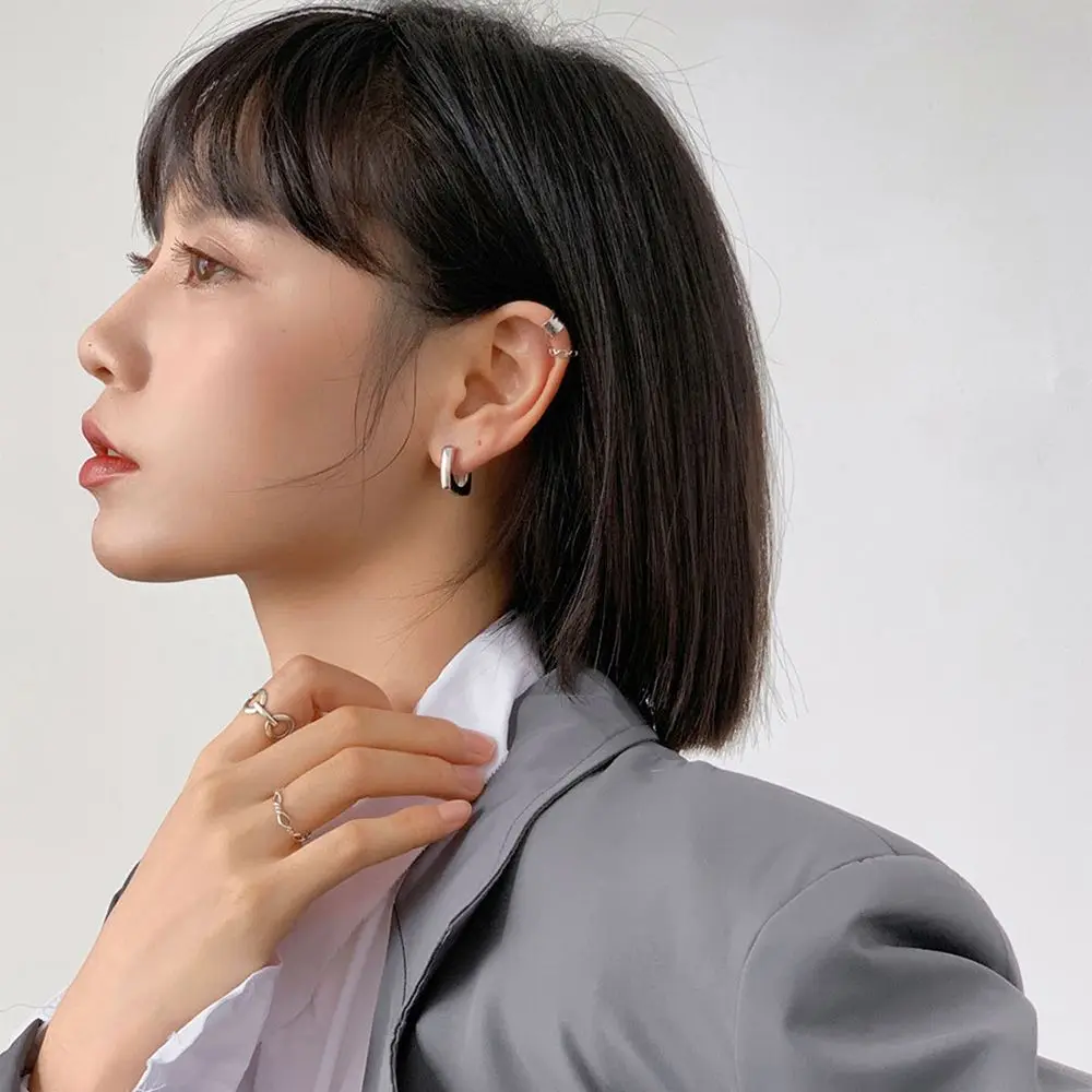 

Fashion New Gold Color Geometric Simplicity Sliver Color Fashion Jewelry Square Earrings Hoop Earrings Ear Stud