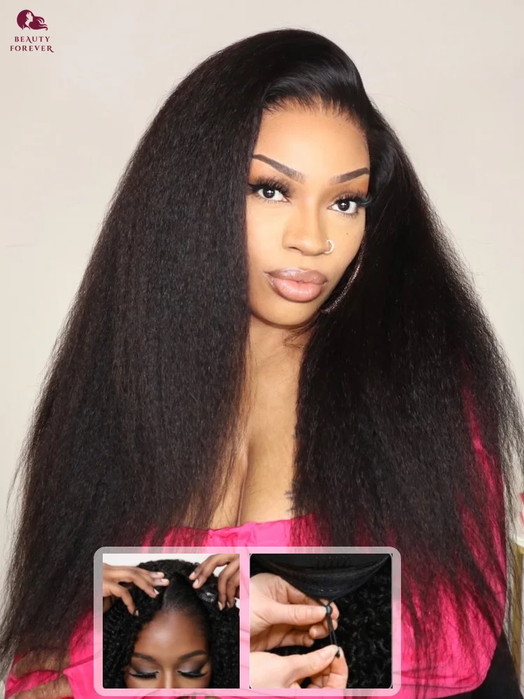 

Beauty Forever EasiContour™ V Part Wig Kinky Straight Human Hair No Leave Upgrade U Part Human Hair Wig Elastic Drawstring Cap