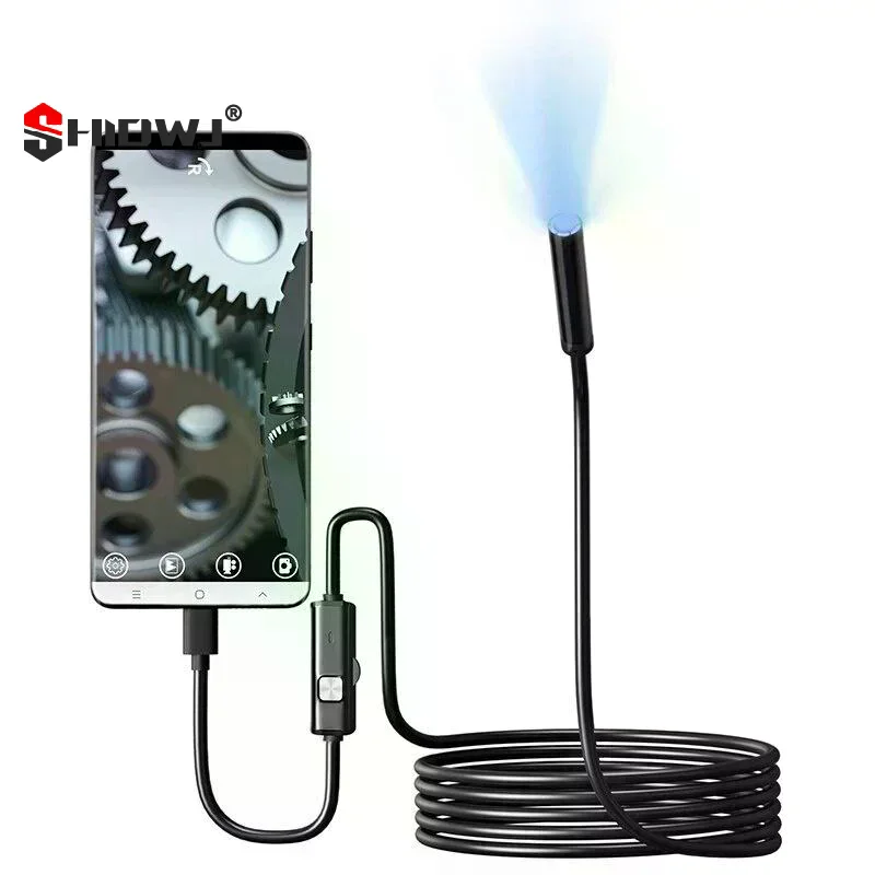 5.5MM Type-C Endoscope Camera With 6 Adjustable LEDs USB Android Flexible Inspection Borescope For Phone PC