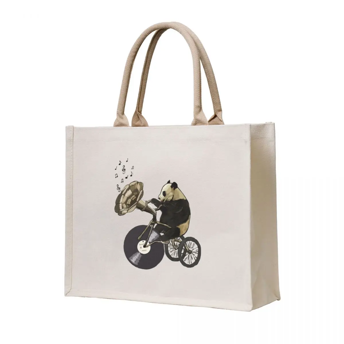 

Panda Musician on Bike Vinyl Lover or Tube Player Tote Bag tote bag university tote bag Cloth