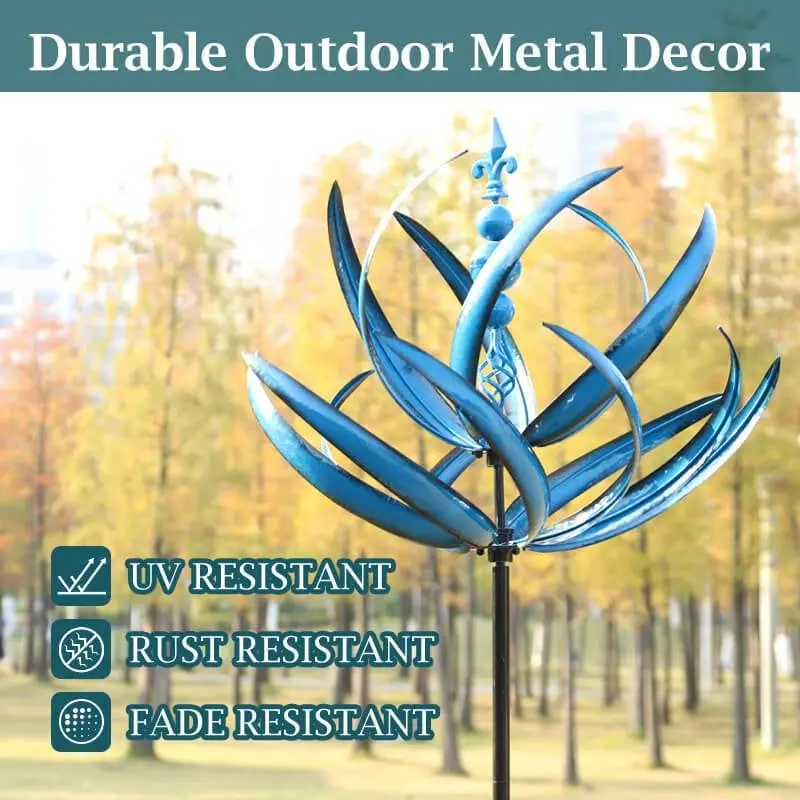 New Harlow Wind Spinner Metal Windmill 3D Wind Powered Kinetic Sculpture Lawn Metal Wind Solar Spinners Yard Garden Decoration