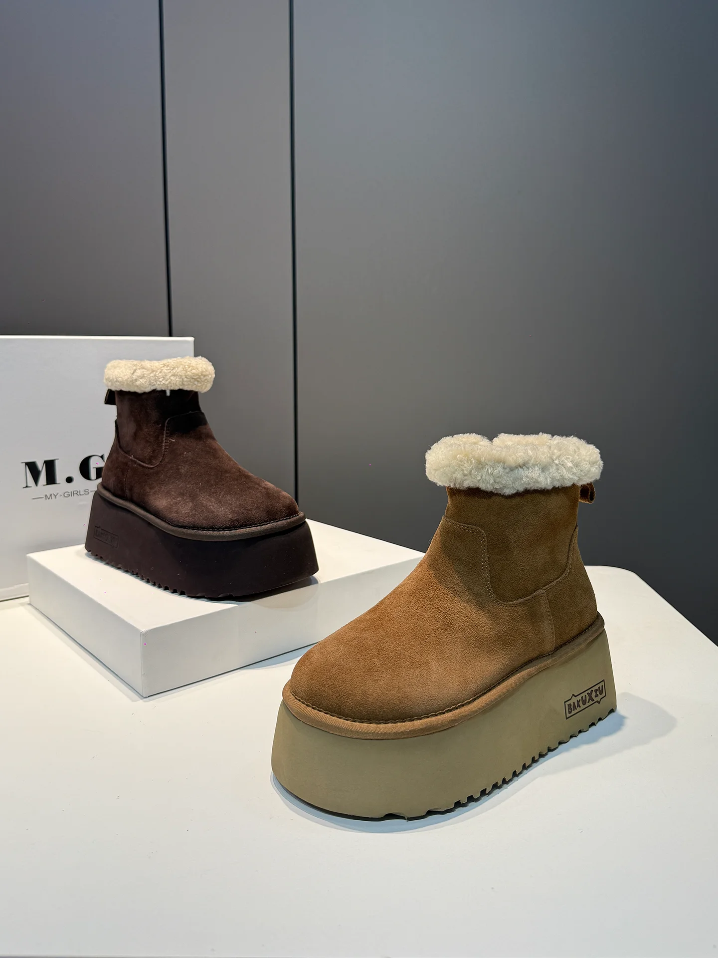 

Faionable Winter ort Snow Boots Women's Thi Bot Warm Fce Lined Heightening Bread Cotton Boots Casual Sle