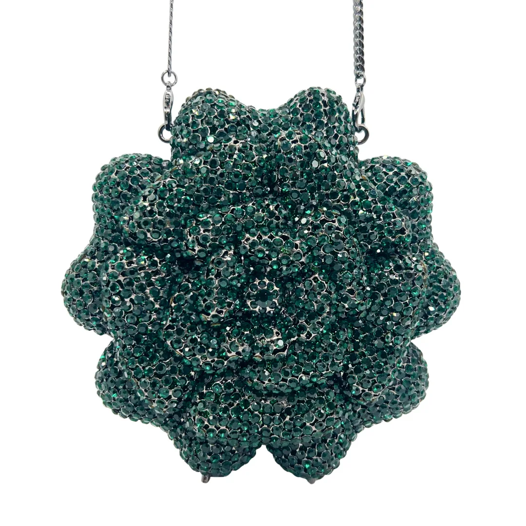 

XIYUAN вечерние сумки с зеленым цветком и кристаллами, женские великолепные бутиковые металлические клатчи с бриллиантами, кошельки и сумки для свадебной вечеринки