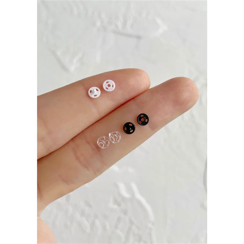 100 pçs minúsculo 4mm casa diy roupas pijamas branco preto saco transparente botões de imprensa mini plástico redondo invisível botão snap