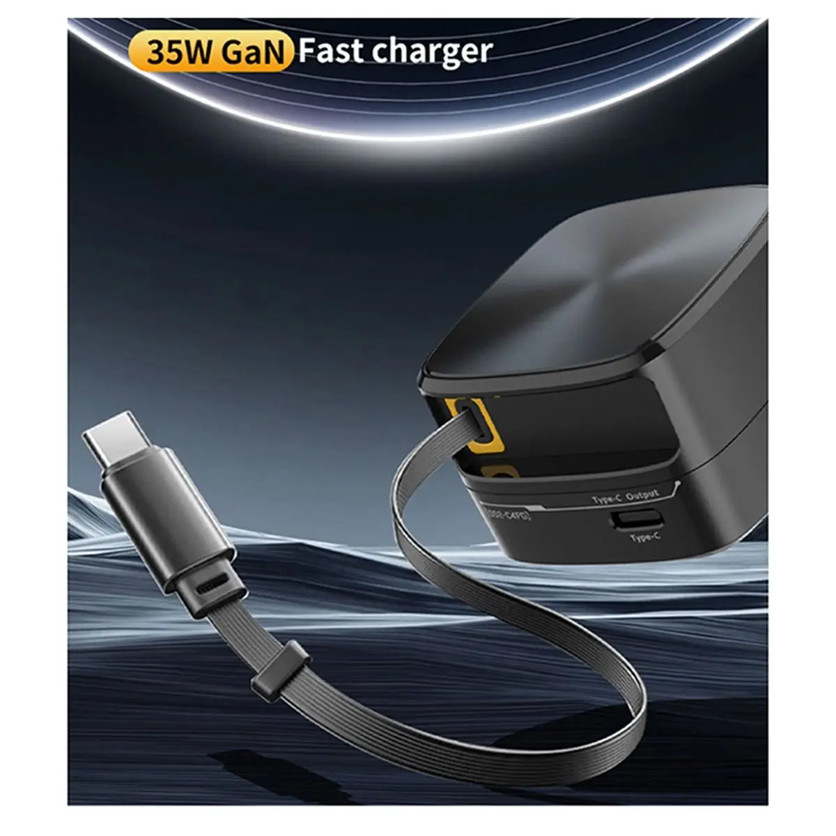HDL New 35W GaN Fast Charging Extension Cords Folding Storage Portable Type C for Smartphone Tablet Laptop White