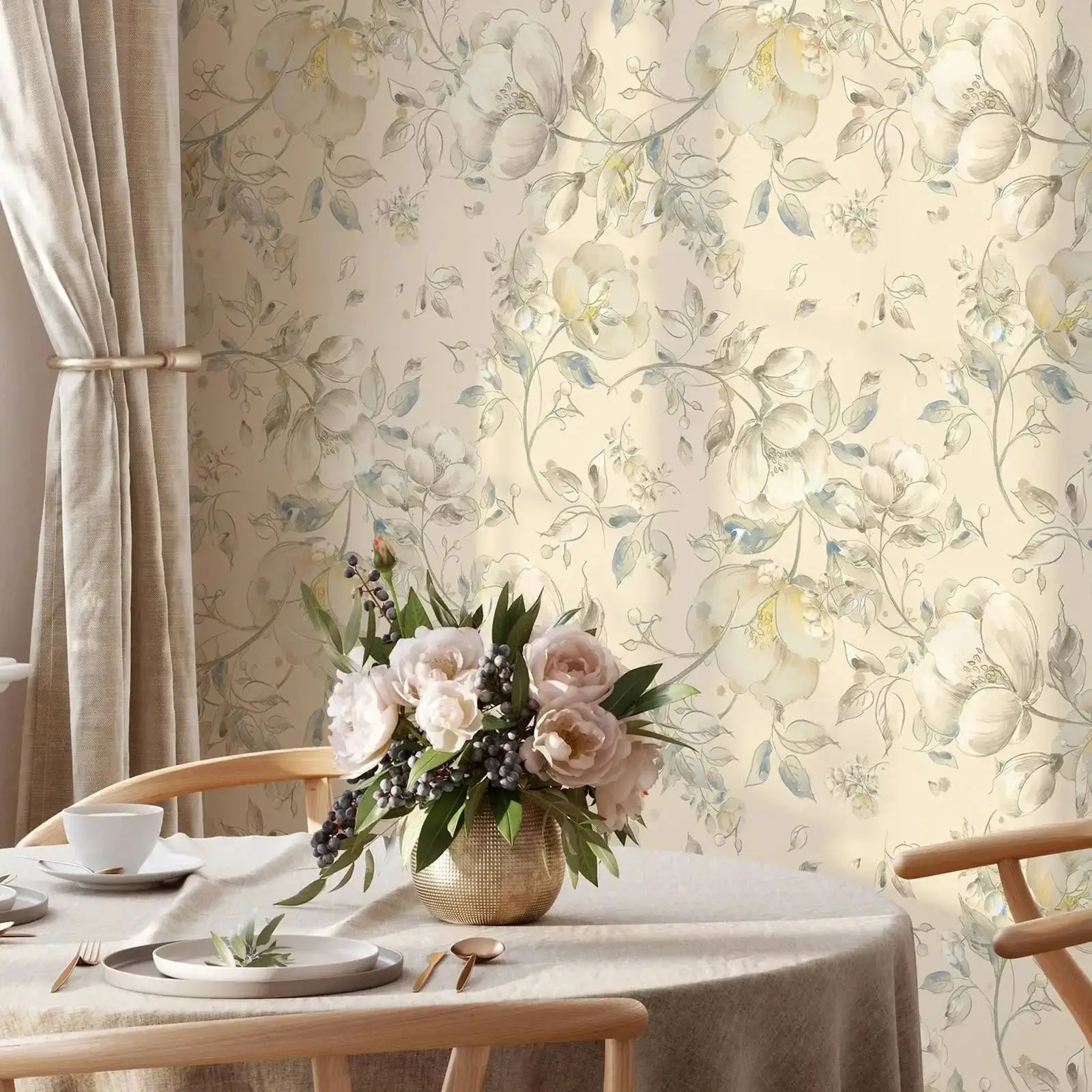 Beige Floral Art Dr… - image