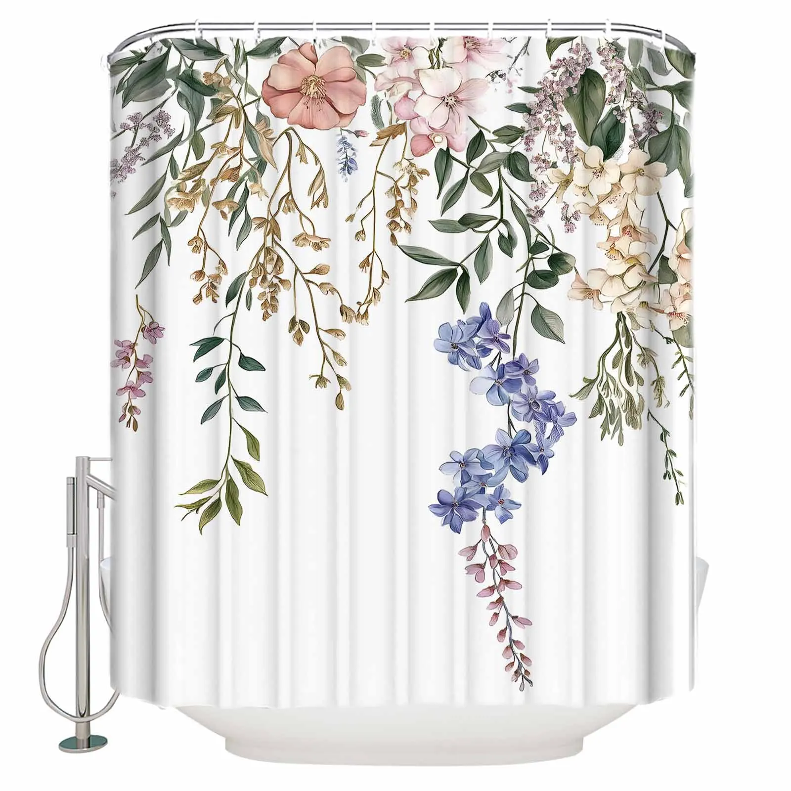 

Vintage Flower Branch Scenery Shower Curtains Waterproof Bath Curtains Home Decor Modern Luxury Bathroom Curtain