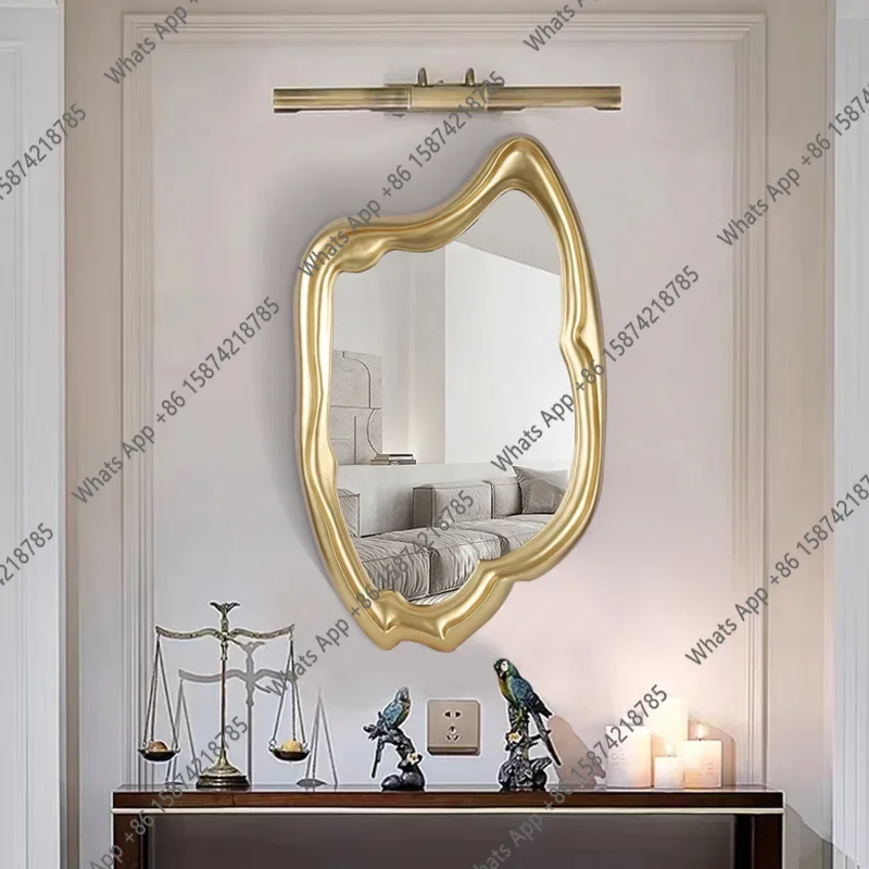 Mn Nordic Decorative Mirror Special-shaped Gold Background Wall Home Improvement Living Room Art Wall Hanging Mirror