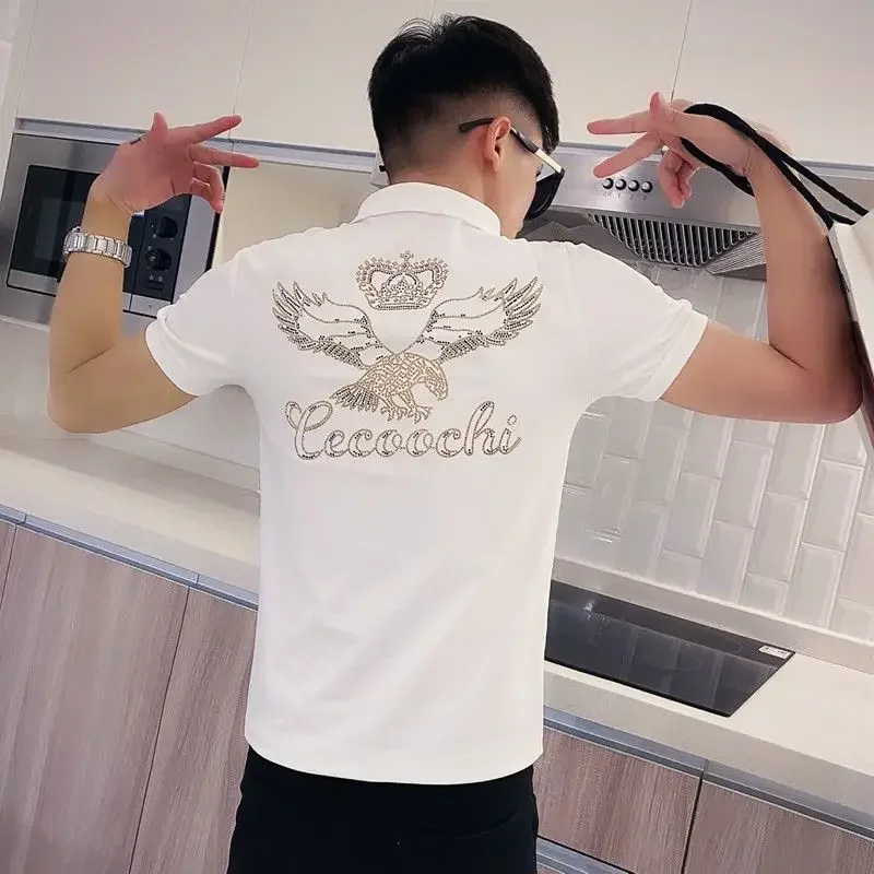 

Skinny White O Neck Black 100℅ Cotton Man Polo Shirts Vintage Hot New in Tops & Tees Luxury Elegant With Collar T Shirt for Men