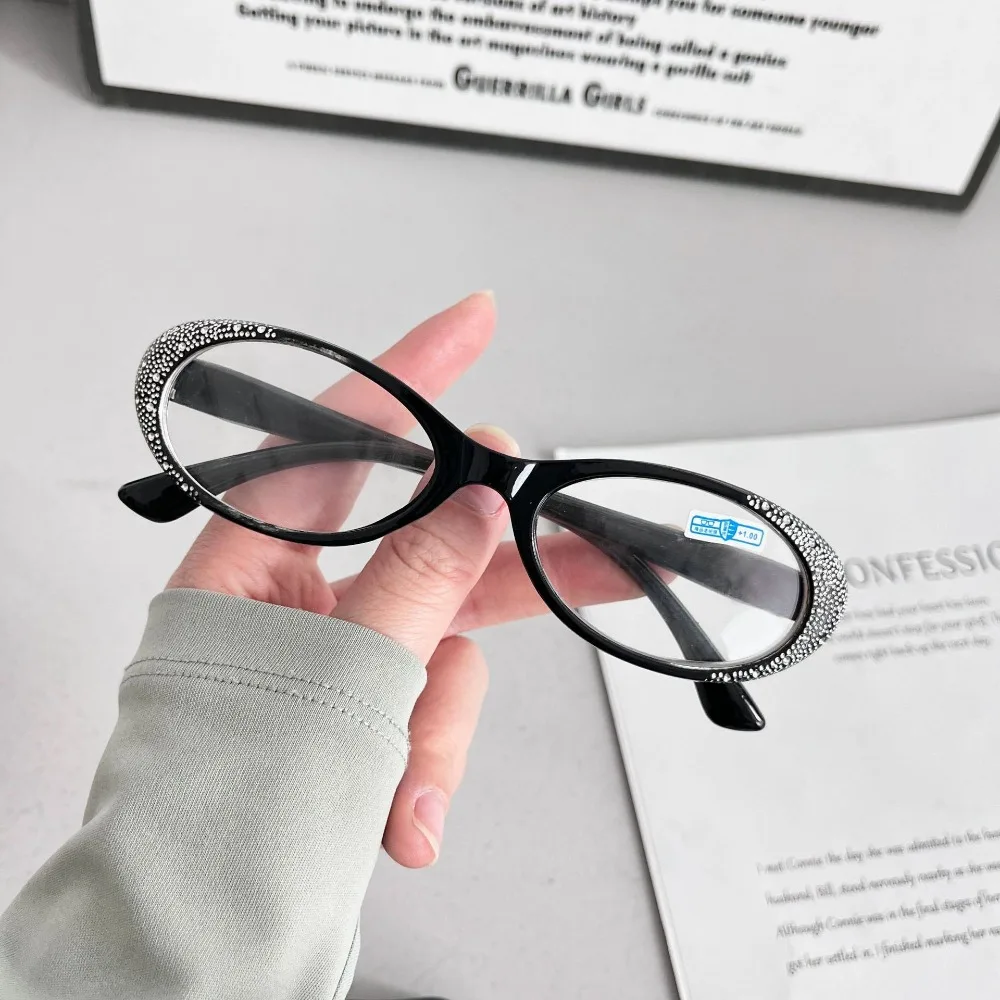 

Spectacle Lens Power 0 +100 To +400 Anti Blue-ray Presbyopia Glasses Lightweight Rhinestone Farsightedness Reading Glasses Oval