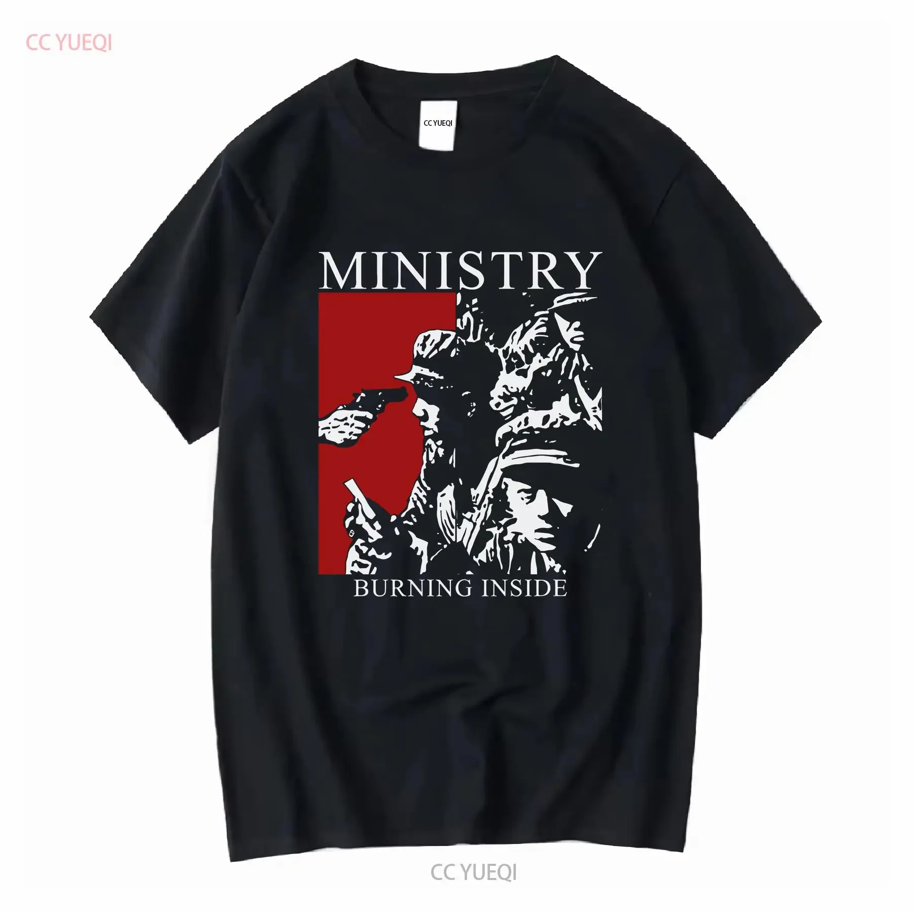Camiseta Ministry Burning Inside de manga larga o corta, vintage, lavada, elegante, estirada, ropa de calle gráfica Unisex, informal