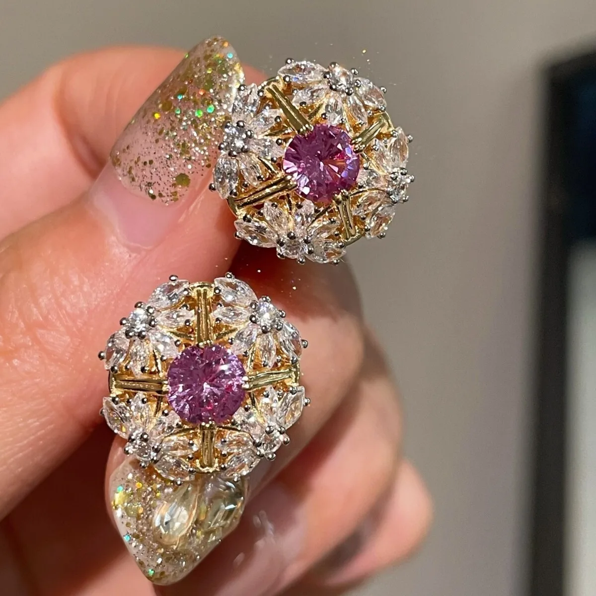 

1 карат, выращенные в лаборатории розовый сапфир, высокоуглеродистые серьги с бриллиантами и драгоценными камнями для женщин, стерлинговое серебро 925 пробы, блестящие винтажные ювелирные изделия