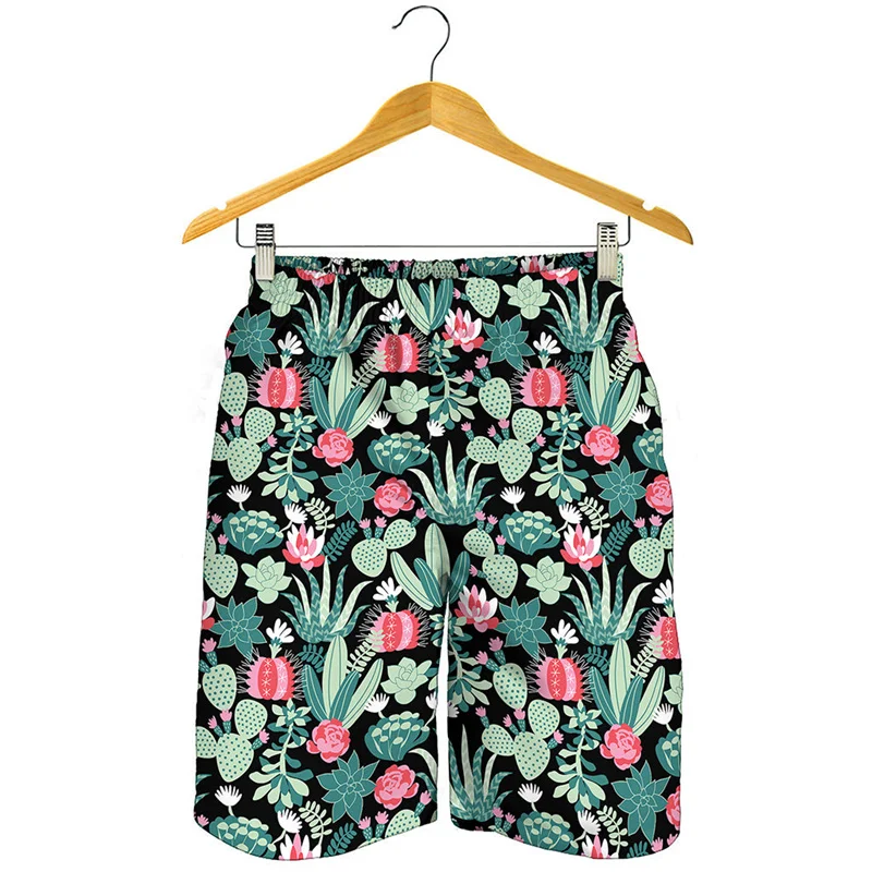 Pantalones cortos de playa con estampado 3D de Cactus Tropical para hombre, bañadores de secado rápido, tabla de Surf suelta de calle, Verano