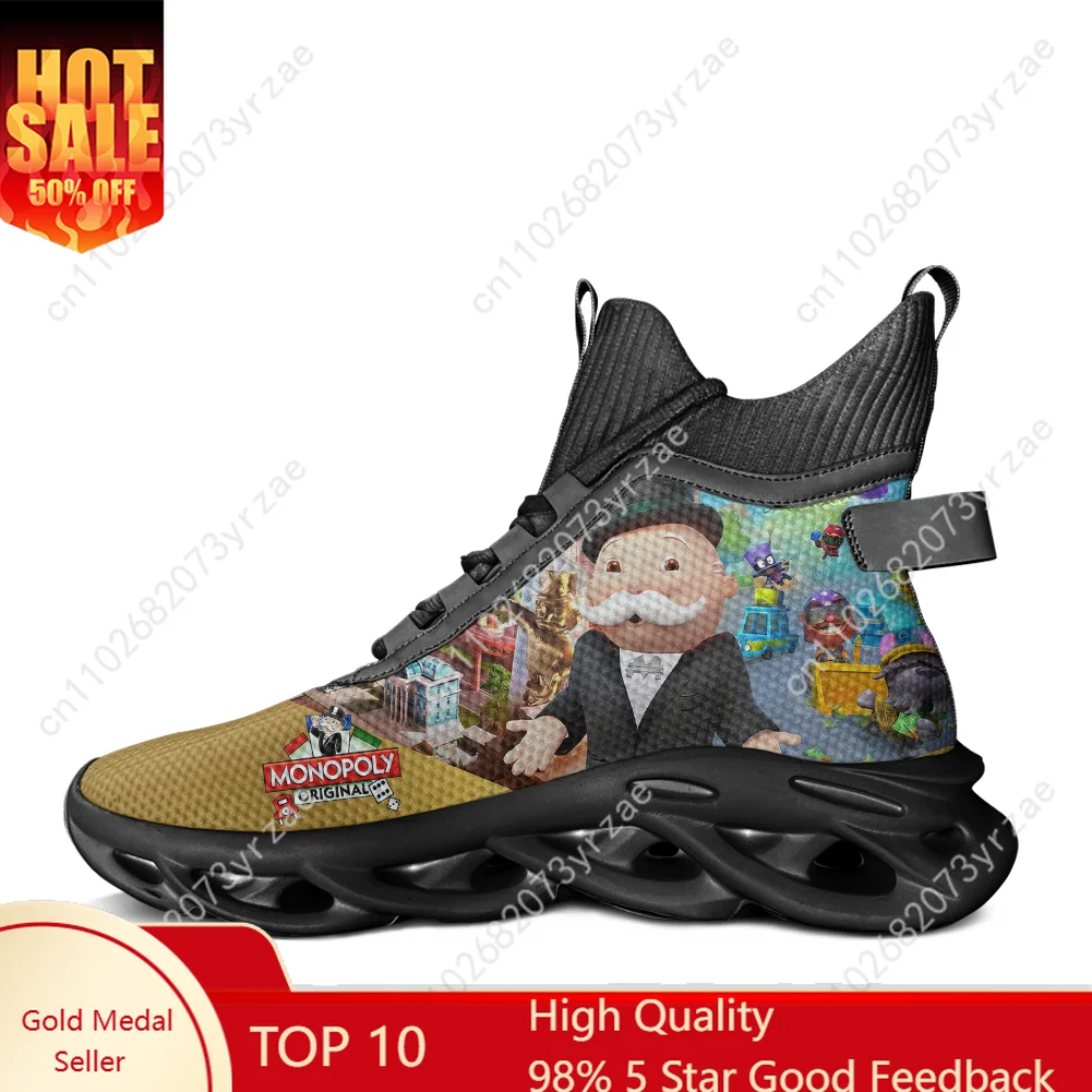 

Monopoly Go! High Top Flats Sneakers Men Women Sports Shoe High Quality Fashion Sneaker Lace Up Mesh Footwear Custom Made Shoes