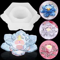 1Pc DIY Silicone Lotus Flower Resin Mold Buddhism Epoxy Mould Casting Tray Making Craft Tool Home Decoration Storage Box