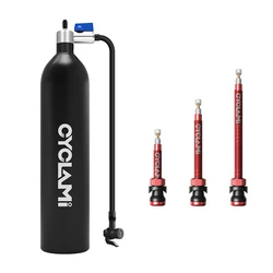 CYCLAMI 1.3L Aluminum Alloy MTB Road Inflator Tyre Air bottle Tire Booster With Valve Gas Cylinder For Bike Tubeless 29