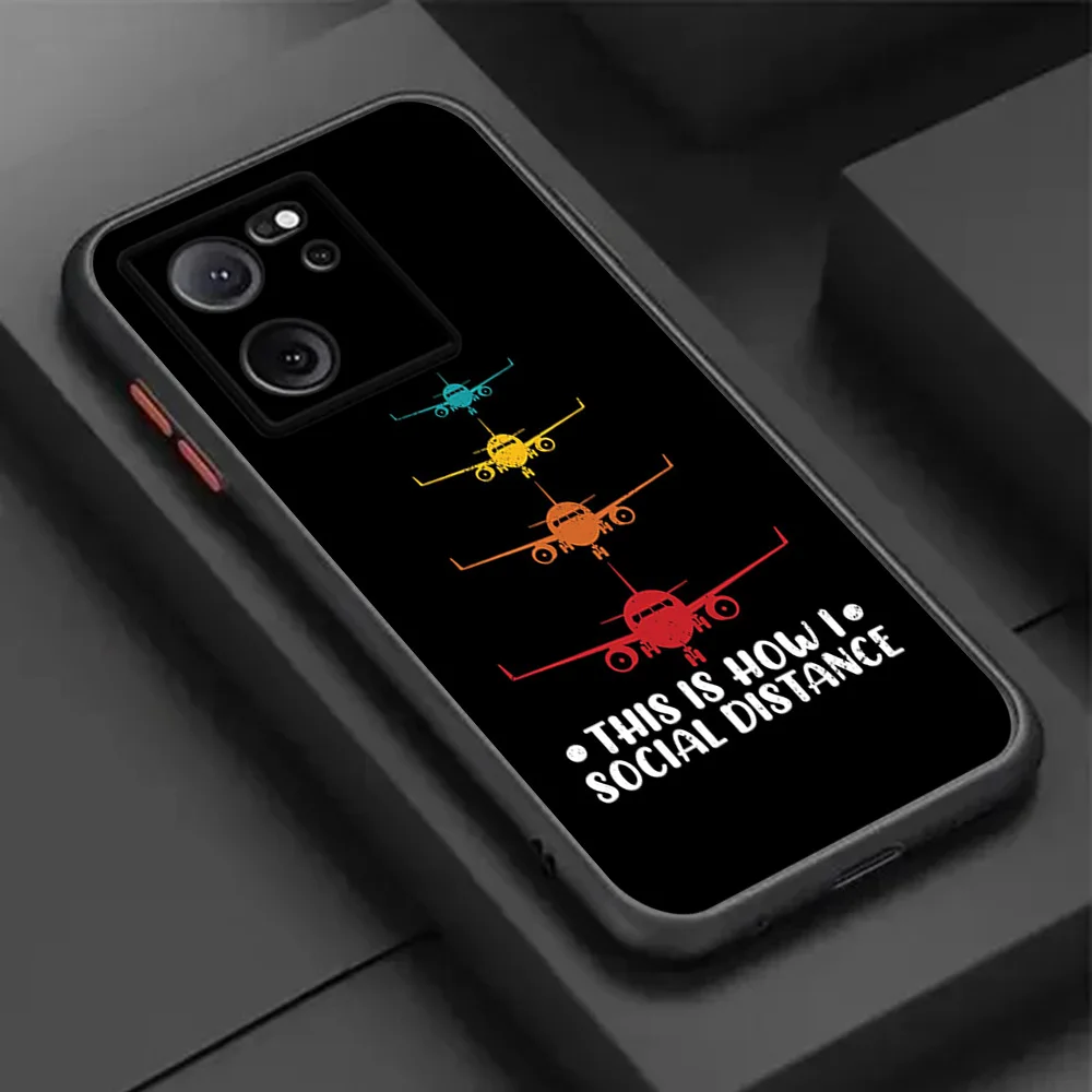 Translucent Phone Case For Redmi Note 11Pro 5G 12C 12S 13 11S Mi 12 11 11T 12X 12T Airplane Aircraft Take Off Matte Back Cover