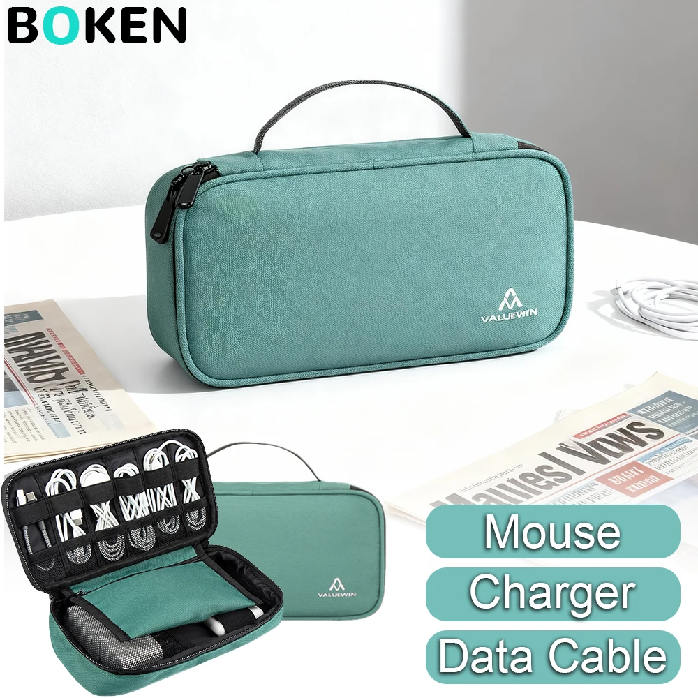 

Cable Organizer Bag, Portable Electronics Accessories Pouch, Charger, Data Cable, Travel Storage Case with Multiple Compartments