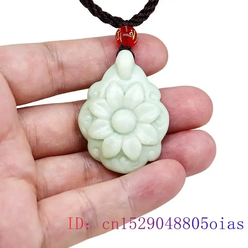 Collier amulette sculptée naturelle, pendentif fleur, vert, véritable cadeau, pierre précieuse, créateur de luxe, bijoux chinois, mode, diversifier