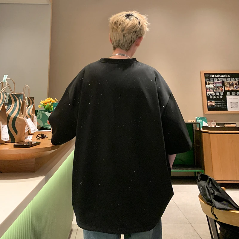 Harajuku Men Oversized Chic Tee Shirts Summer Short Sleeve All-match T-Shirts Men\'s Korean Loose Tops Plus Size 5XL-M