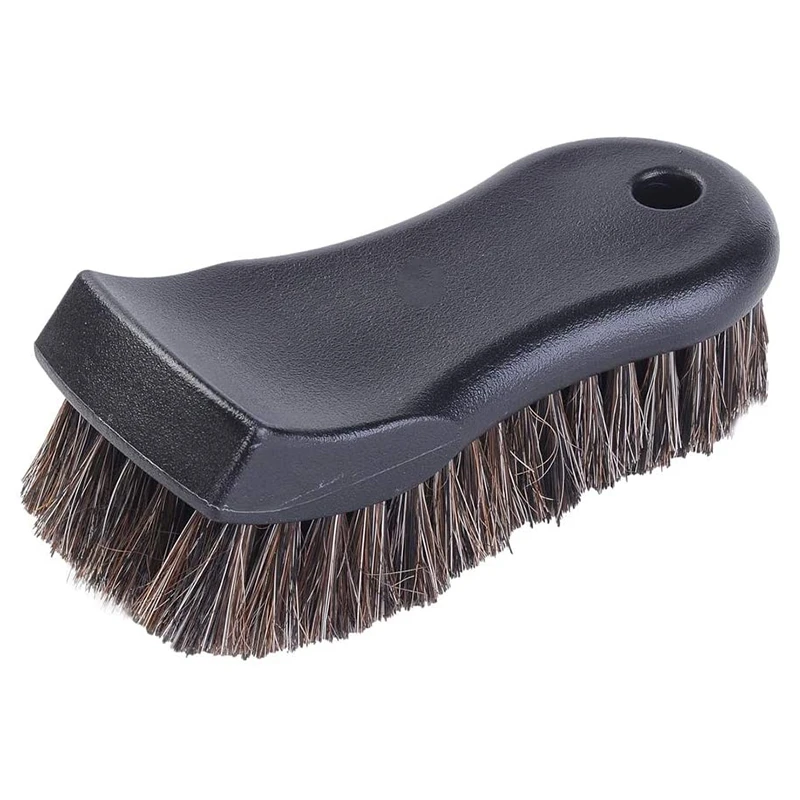 

Car Cleaning Brush, Soft Horse Hair Detailing Brush Non-Slip Handle Wash Vehicle Brush For Rim Chassis, Radiator Grille