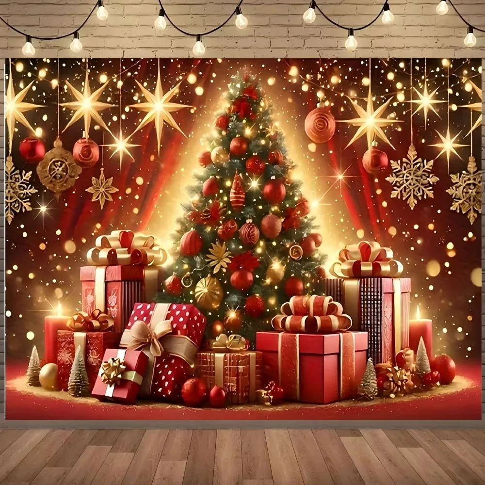 Weihnachten Party Dekor Banner Hintergrund, Weihnachtsbaum Geschenk, Familienparty, Geburtstag Fotografie Dekoration Hintergrund Tuch