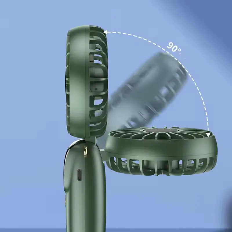 Новое поступление 2024, перезаряжаемый через USB портативный ручной вентилятор, установленный на столе с держателем для телефона, портативный мини-вентилятор, шейный вентилятор