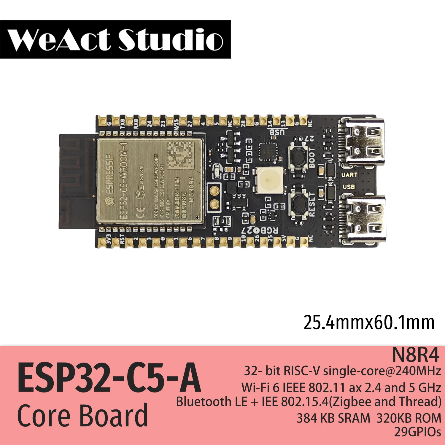 ESP32-C5-A ESP32C5 P2P Replaces ESP32C5-DevKitC1 with Dual-band Wi-Fi 6