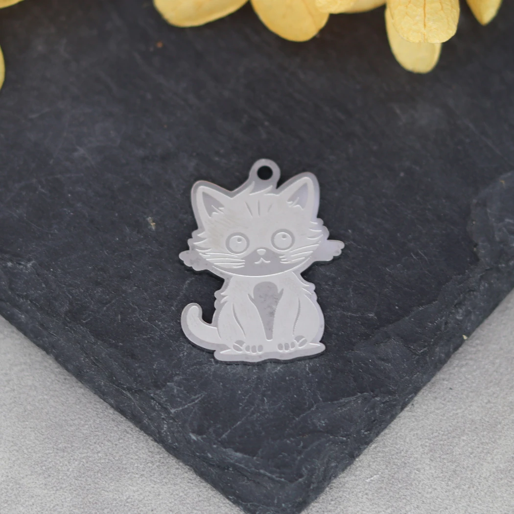2pcs Cute Cat Design Charms Stainless Steel Animal Pendants For DIY Bracelet Necklace Jewelry Making Accessories image 5