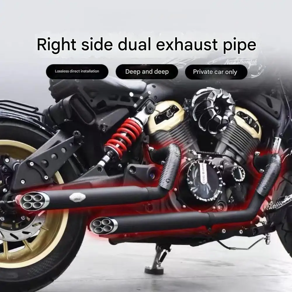 For Benda Chinchilla 450/500, the modified accessory features a rattlesnake exhaust pipe with dual outlets on the right side.