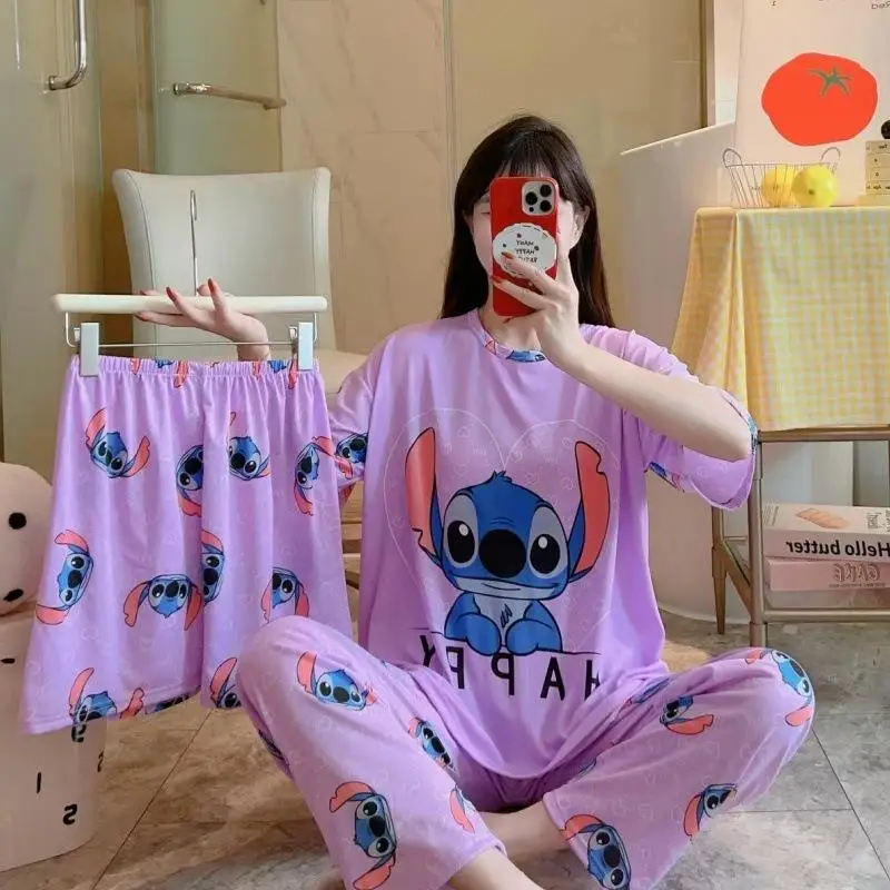 Women's New Three Piece Pajama Home Outfit Sweet Pajama Cartoon Casual Women's Fashionable and Comfortable Home Outfit Pajamaset
