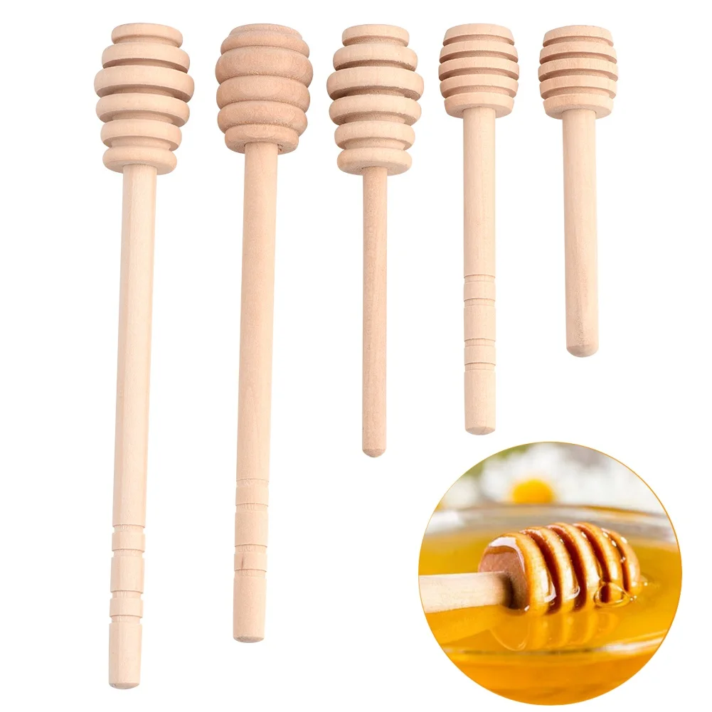 50Pcs High Quality Honey Stir Bar Mixing Handle Jar Spoon Practical Wood Dipper Honey Long Stick Supplies Honey Kitchen Tools ﻿