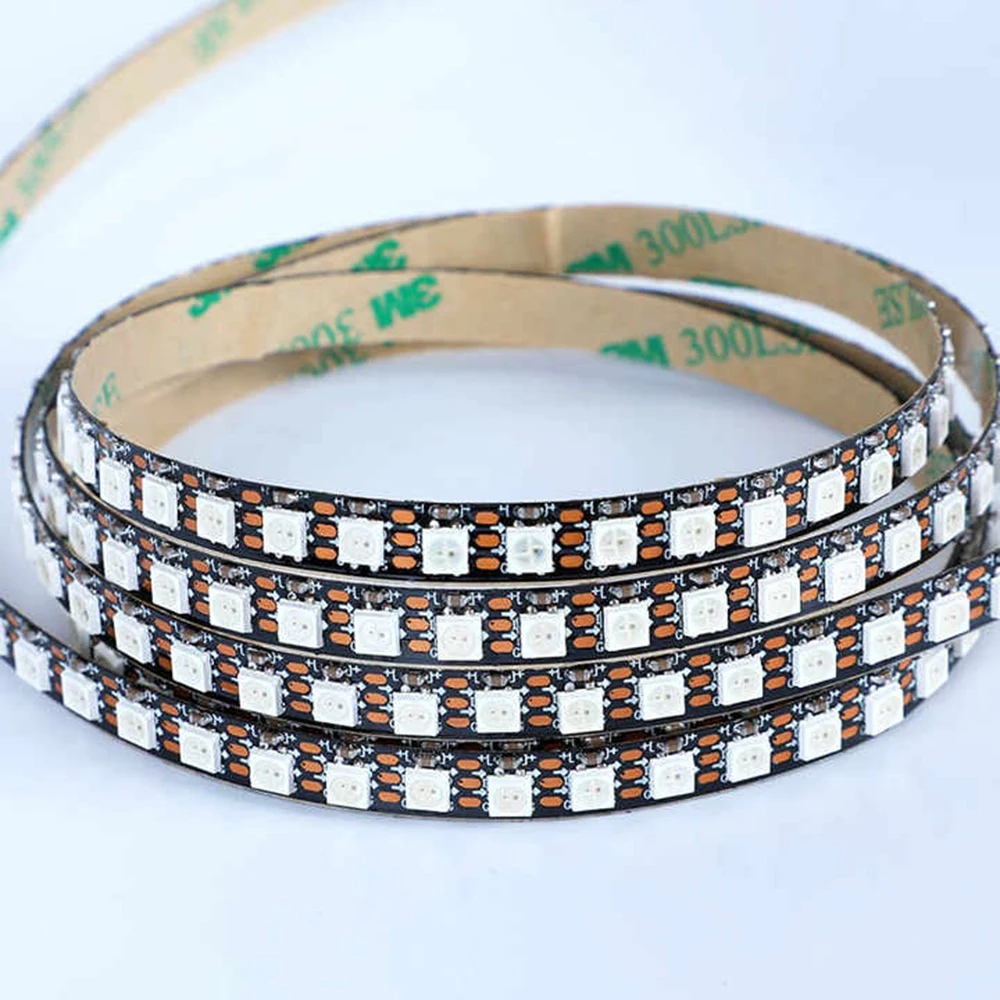 Multicolor Addressable RGB WS2812B 7mm White Black PCB 144 LEDs Digital Pixel Tape DC5V RGBIC LED Strip Light