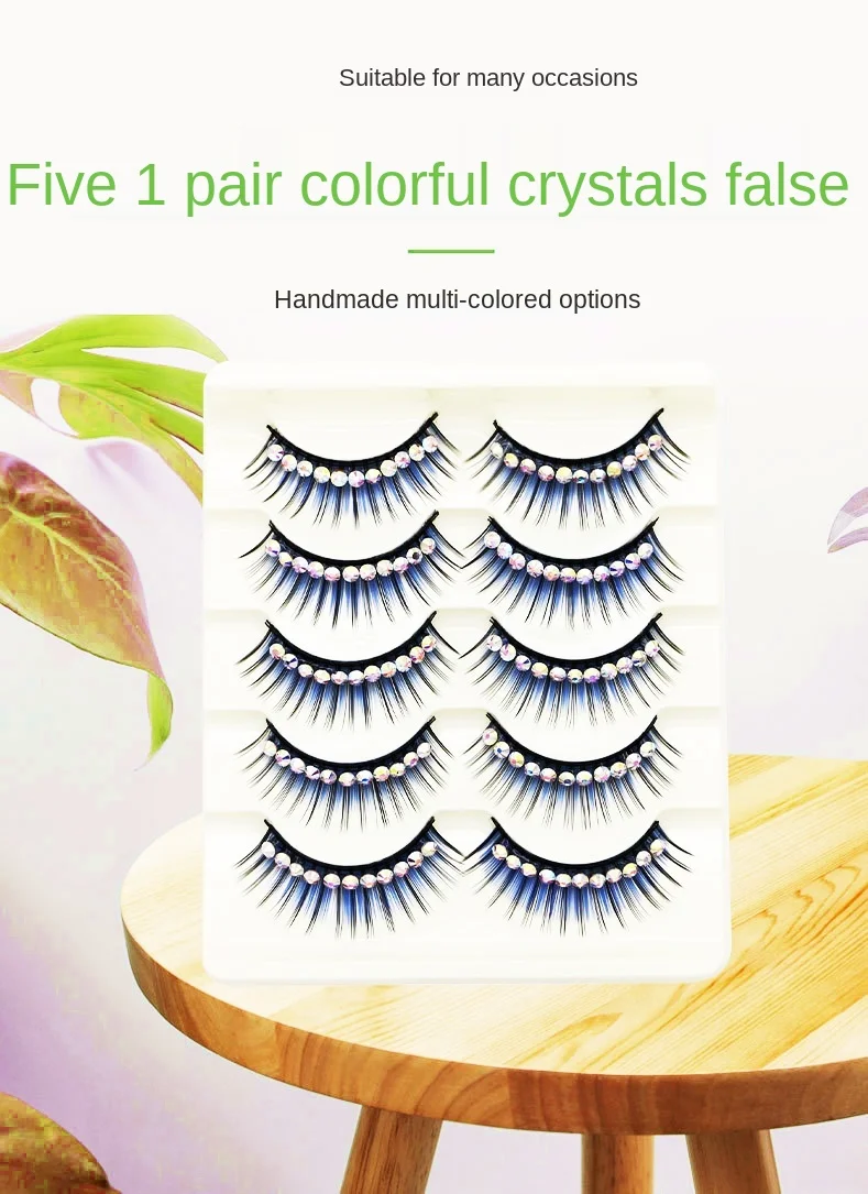 Natural Colorido Mink Cílios Maquiagem, cílios postiços, Mink Lashes, Extensão dos cílios, maquiagem para passarela, cosméticos, 5 pares