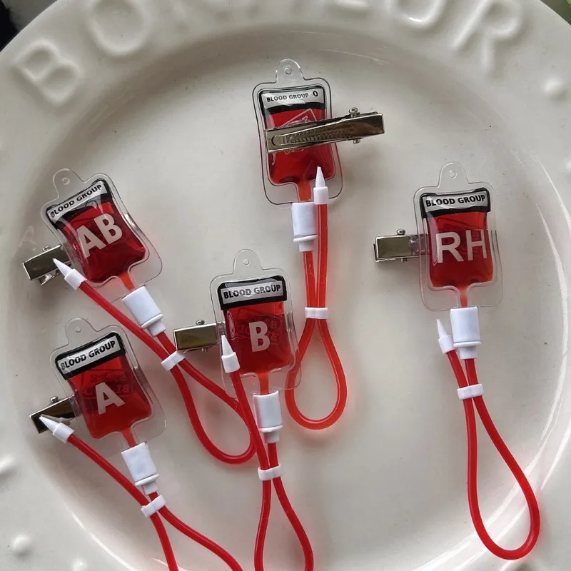 3Pcs Blood Type Style Hair Clip - Dark, Cute, Fun Hairpin Photo-friendly stylish side hair clip