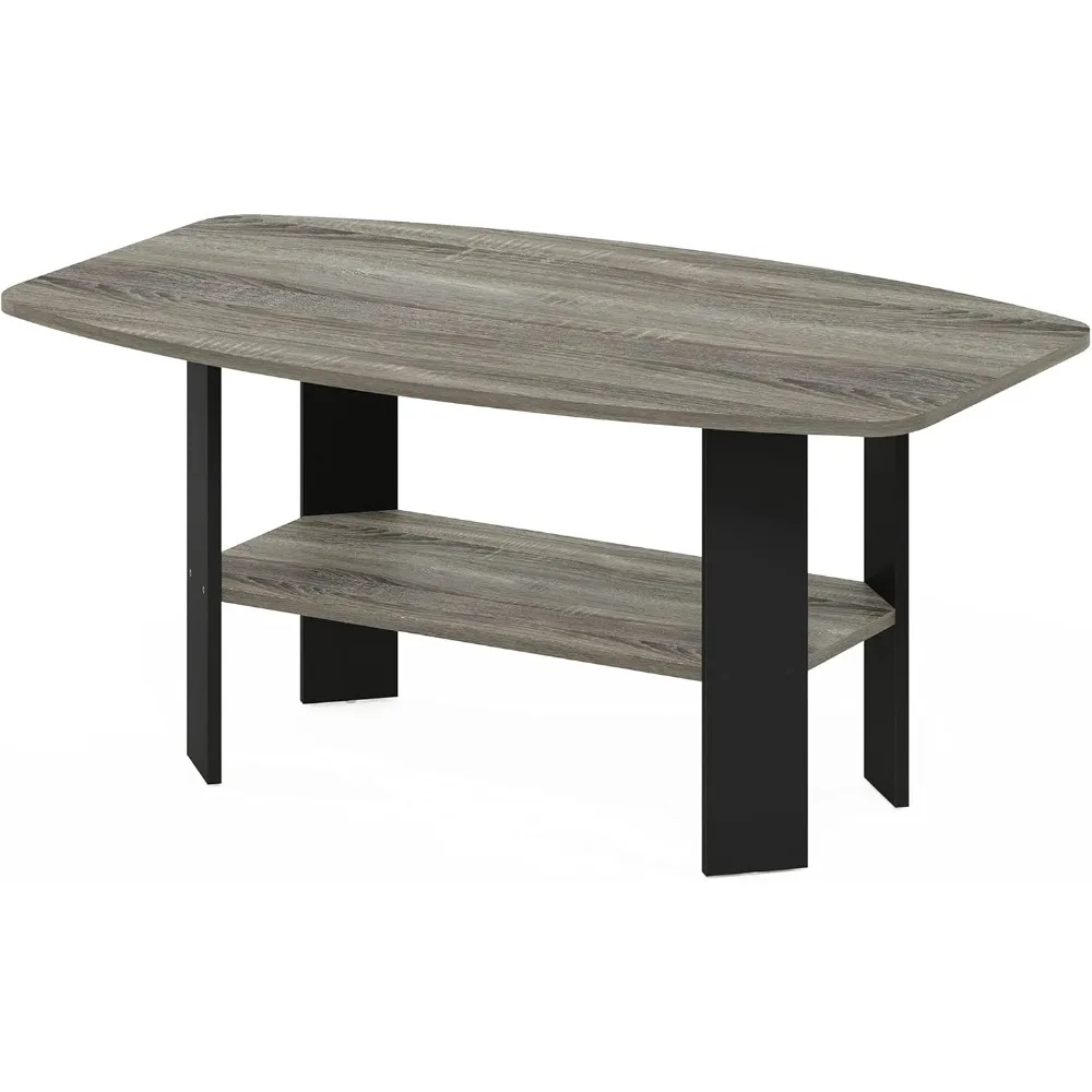 Mesa De Café De Design Simples, Carvalho Francês Cinza E Preto