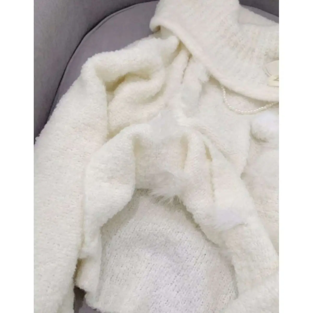 Jersey de punto con lazo fino coreano Y2K para mujer, suéter holgado japonés de encaje dulce para oficina, trajes Y2k de gran tamaño para otoño e invierno
