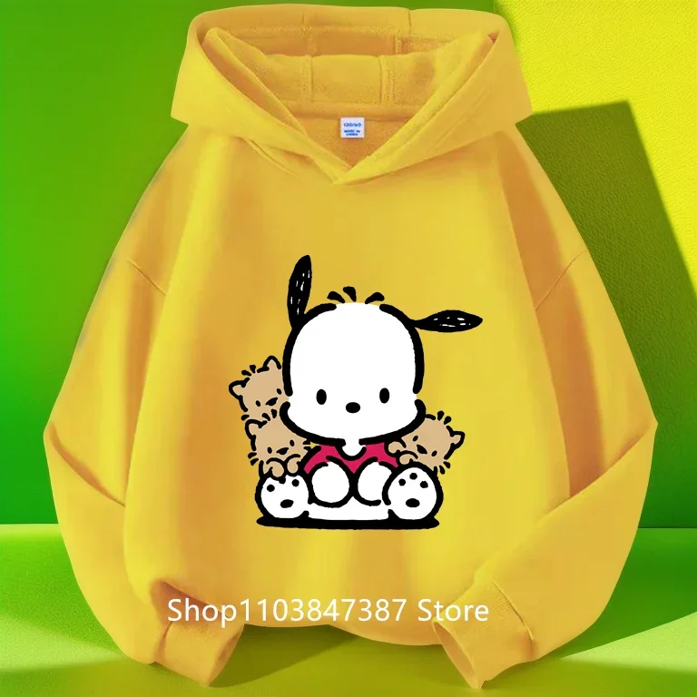 2024 Pochacco felpa con cappuccio abbigliamento per bambini abbigliamento per ragazze ragazzi felpe Kawaii a maniche lunghe primavera autunno Sanrio