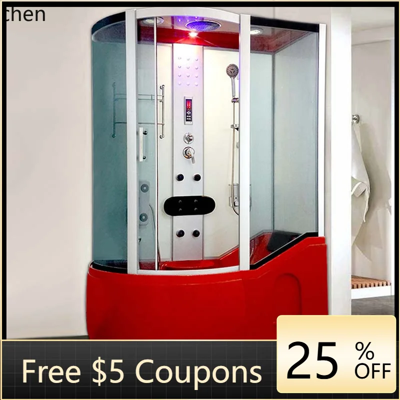 T25 integral shower room, bathroom bath integrated household glass door steam bath room with bathtub