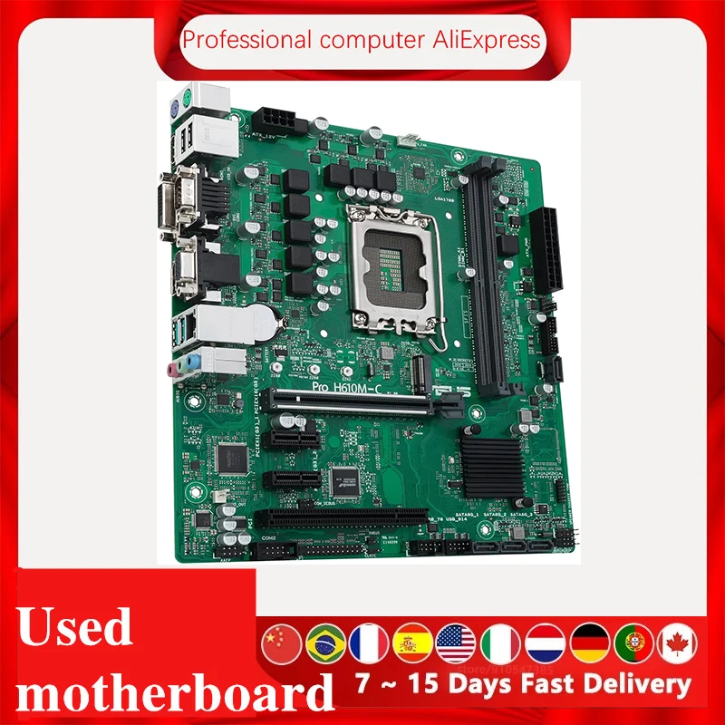 Used For Asus Pro H610M-C-CSM Original Desktop For Intel H610 DDR4 Motherboard LGA 1700 Support 12400F 12400 i3 12100F