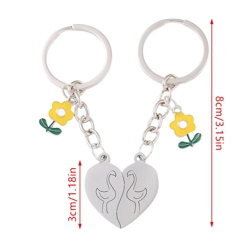 2 шт./компл. брелок для пары, милый кулон с сердечком, брелок для ключей дружбы, сумка для ключей от машины, ювелирные аксессуары