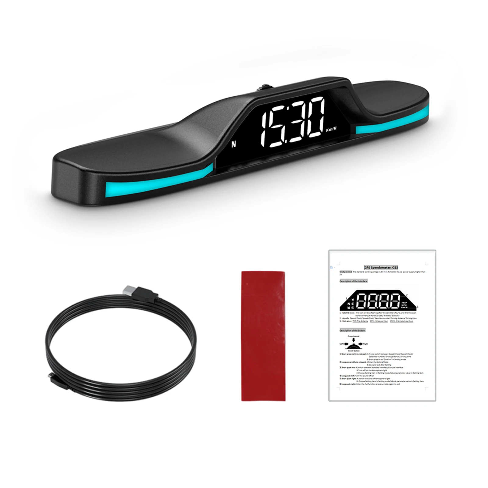 ABS Car Digital GPS Speedometer Large LCD Display HUD with Speed Fatigued Driving Alert Overspeed Alarm Trip Meter