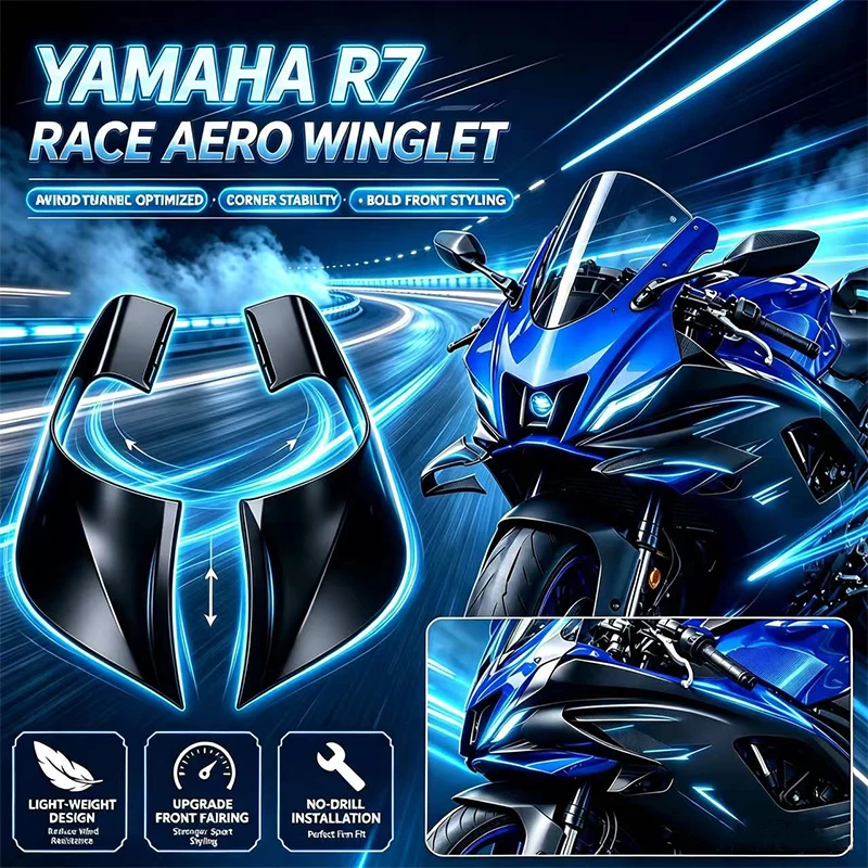 R7 Motorcycle Front Winglets spoiler ABS Carbon For Yamaha YZF R7 YZFR7 2021 2022 2023 2024 Fixed Wind Wing Fairings Accessories