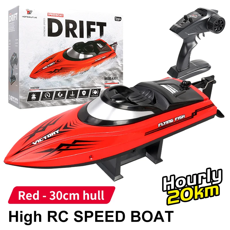 HJ811 RC Boat 2.4G 4CH 180 Flip Waterproof 20Km/h Remote Control Boat Lakes Pool Racing High SpeedBoat Toy Gift for Kids